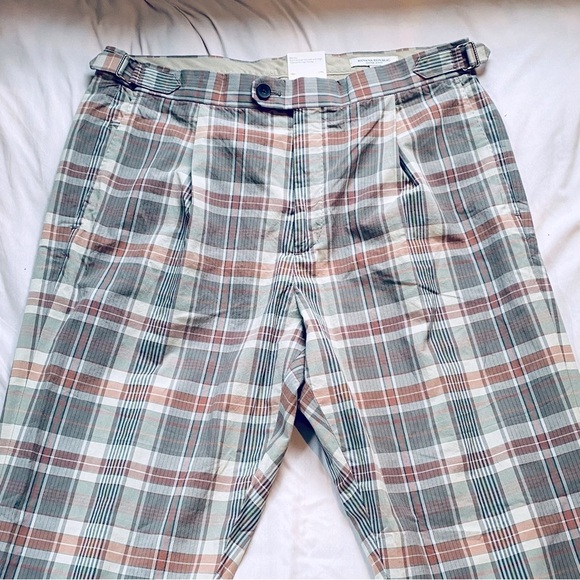 Banana Republic Madras Plaid Suit Pants Adjustable Waistband Grunge Academia - Picture 8 of 14